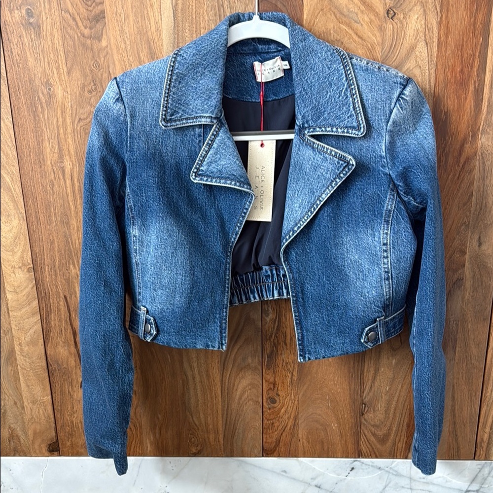 Alice + Olivia Yardley Cropped Denim Jacket - NEW WITH TAGS